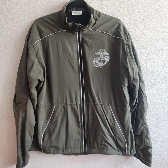 USMC Marine Running Jacket Small Short Olive Green Reflective PT Military Coat - Picture 1 of 12